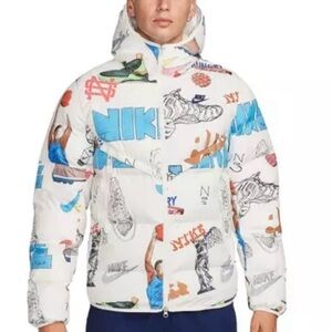 Nike Men's Graphic Puffer coat Jacket - White, Blue, Red size large